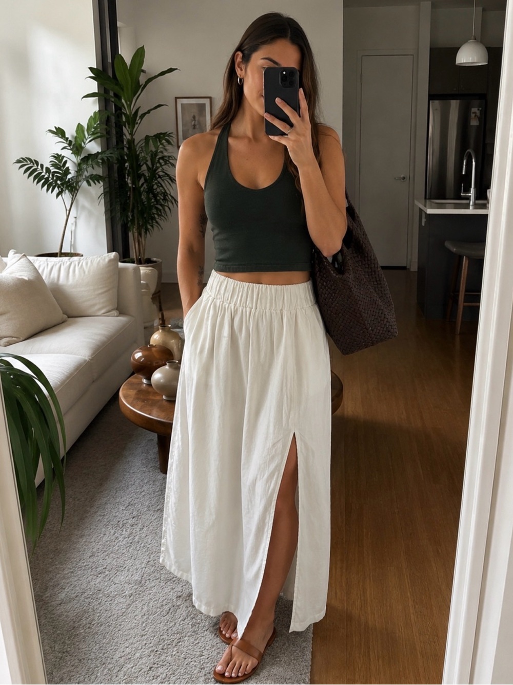 Abercrombie & Fitch lined linen maxi skirt